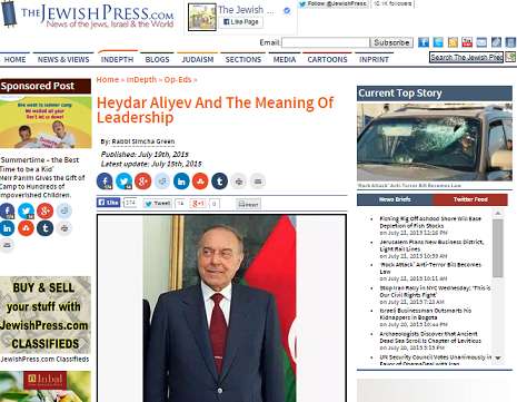 The Jewish Press posts article on national leader Heydar Aliyev